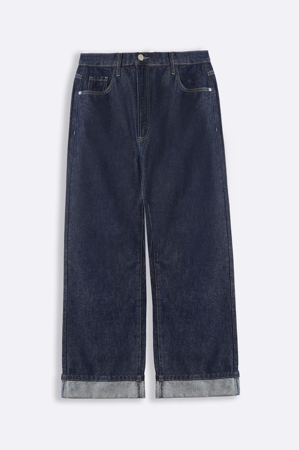 DARK BLUE FOLD UP STRAIGHT JEANS