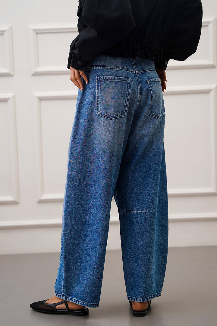 LIGHT BLUE ICON BARREL JEANS
