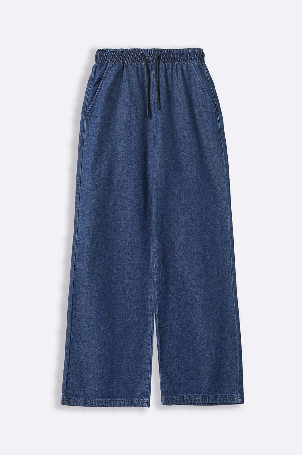 DARK BLUE STRETCHY WAIST WIDE JEANS