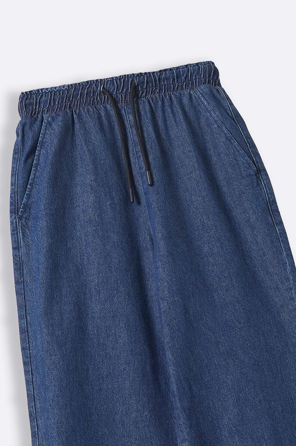 DARK BLUE STRETCHY WAIST WIDE JEANS