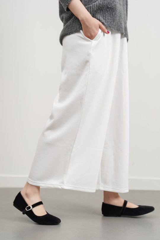 WHITE HIGH-WAIST CULOTTES