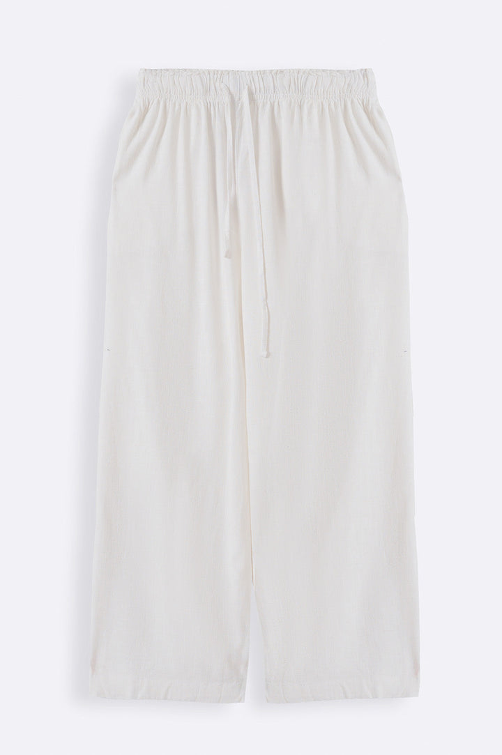 WHITE WIDE ANKLE PANTS