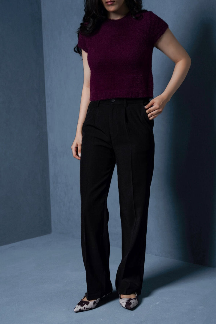 BLACK TAILORED EASY PANTS