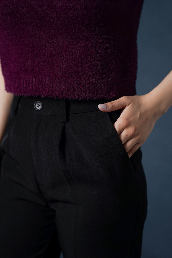 BLACK TAILORED EASY PANTS