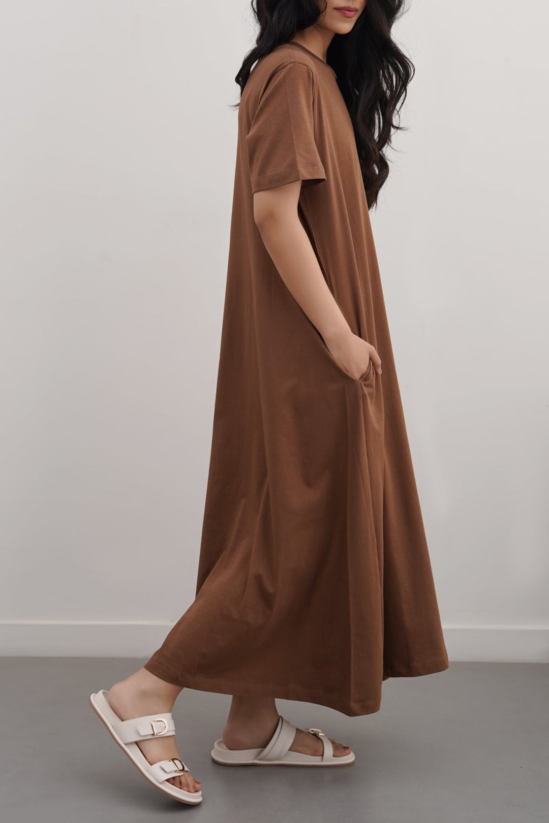 COFFEE LONG A-LINE DRESS