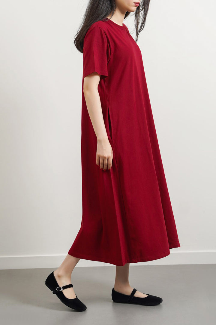 MAROON LONG A-LINE DRESS