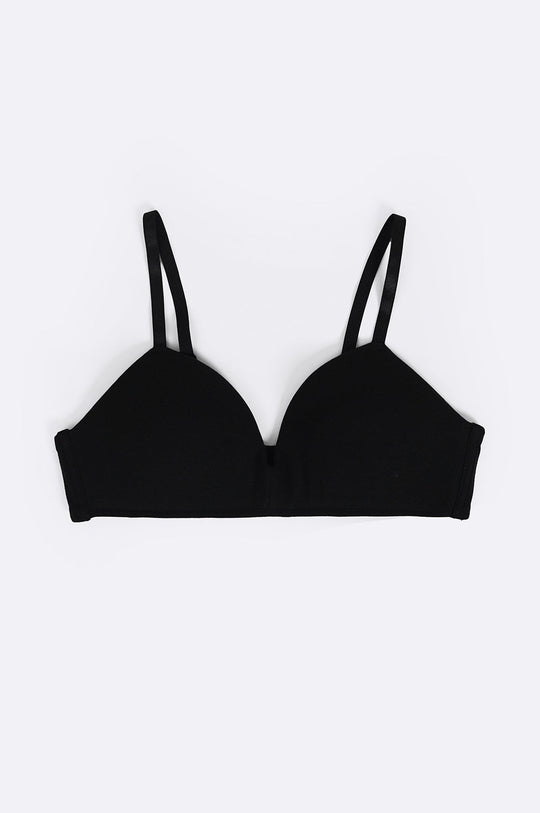 BLACK COTTON NON WIRED T-SHIRT BRA