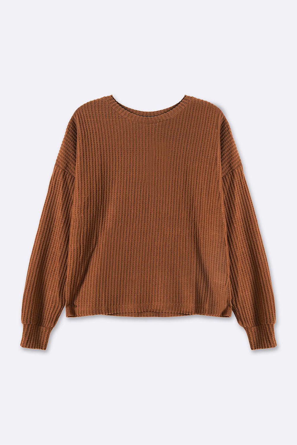 CAMEL WAFFLE KNIT TOP