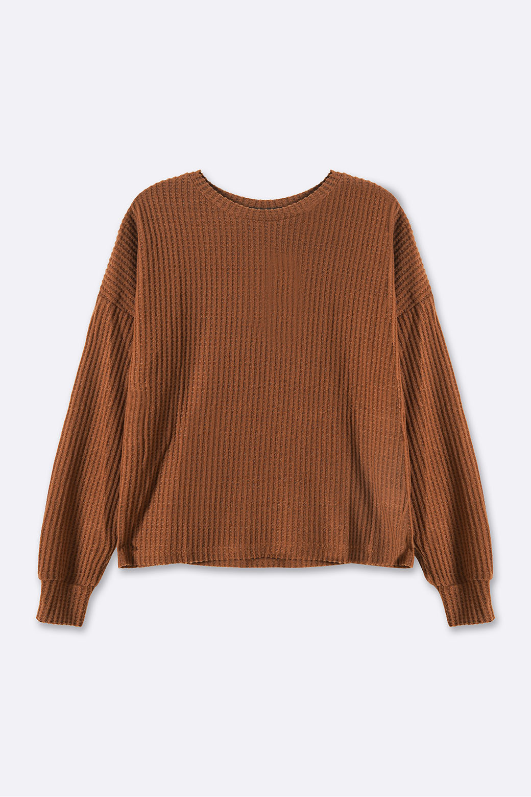 CAMEL WAFFLE KNIT TOP