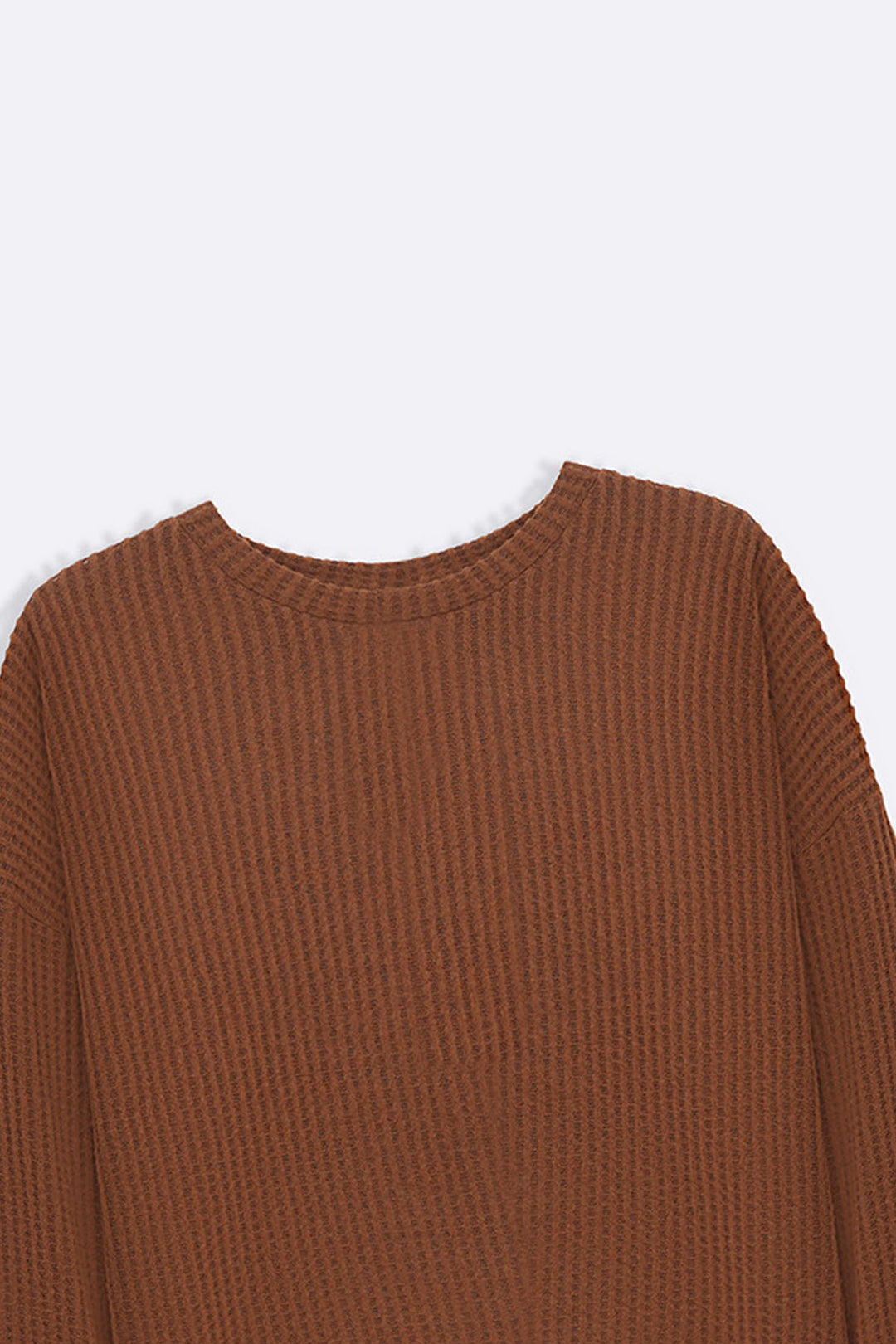 CAMEL WAFFLE KNIT TOP
