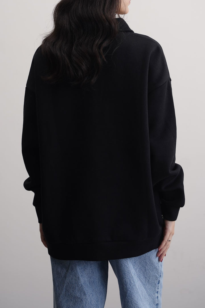BLACK POLO NECK SWEATSHIRT