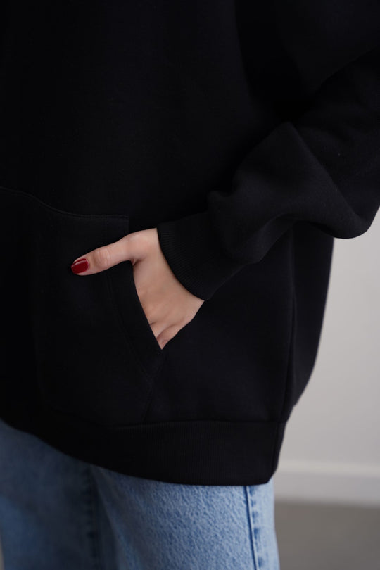 BLACK POLO NECK SWEATSHIRT