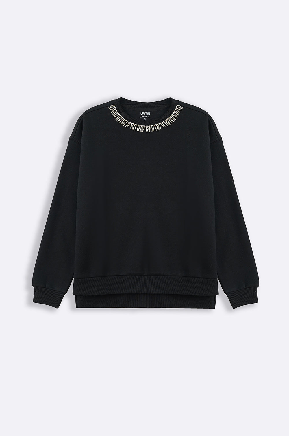 BLACK COMFY BEADED SWEATSHIRT