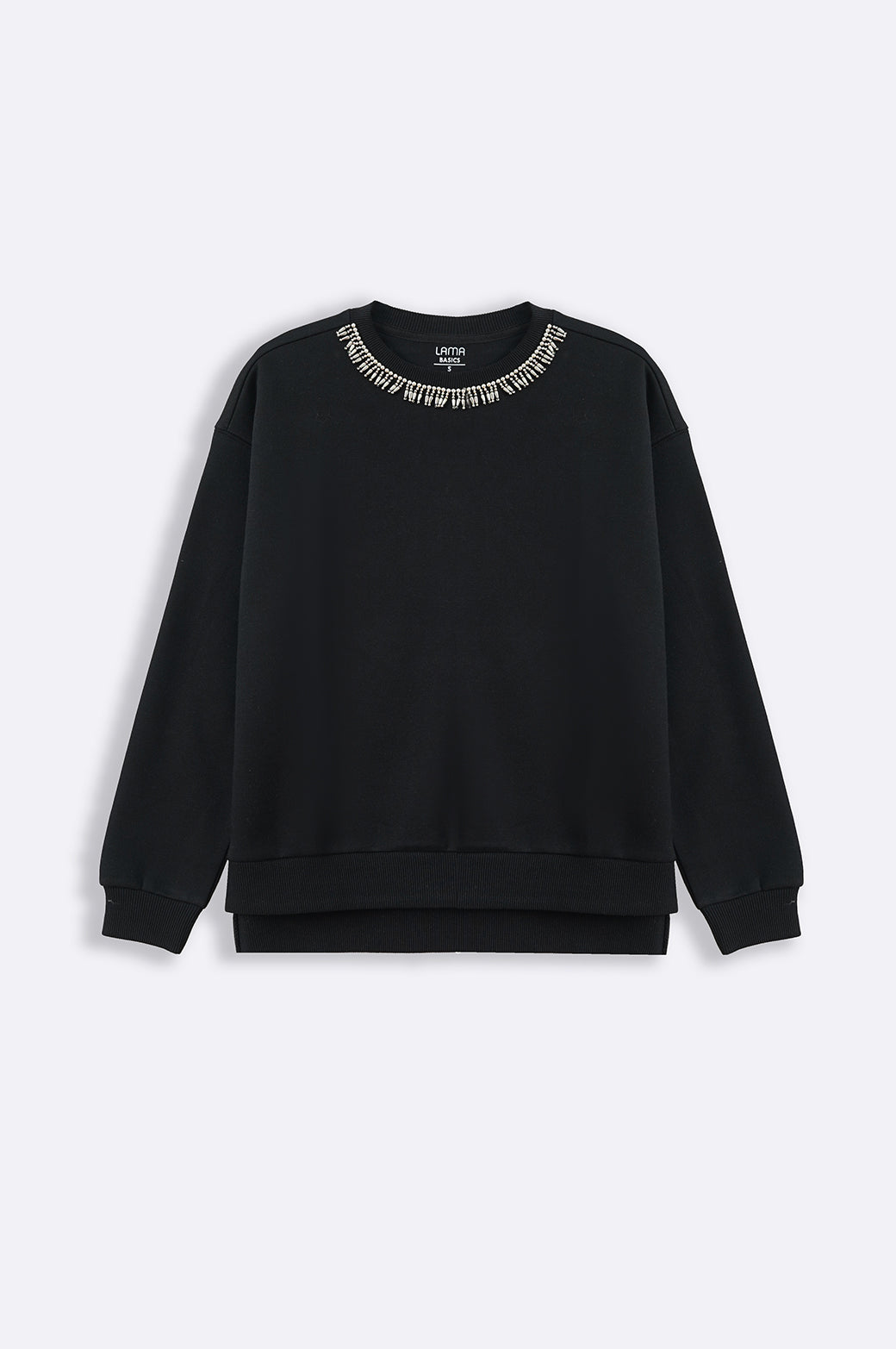 BLACK COMFY BEADED SWEATSHIRT