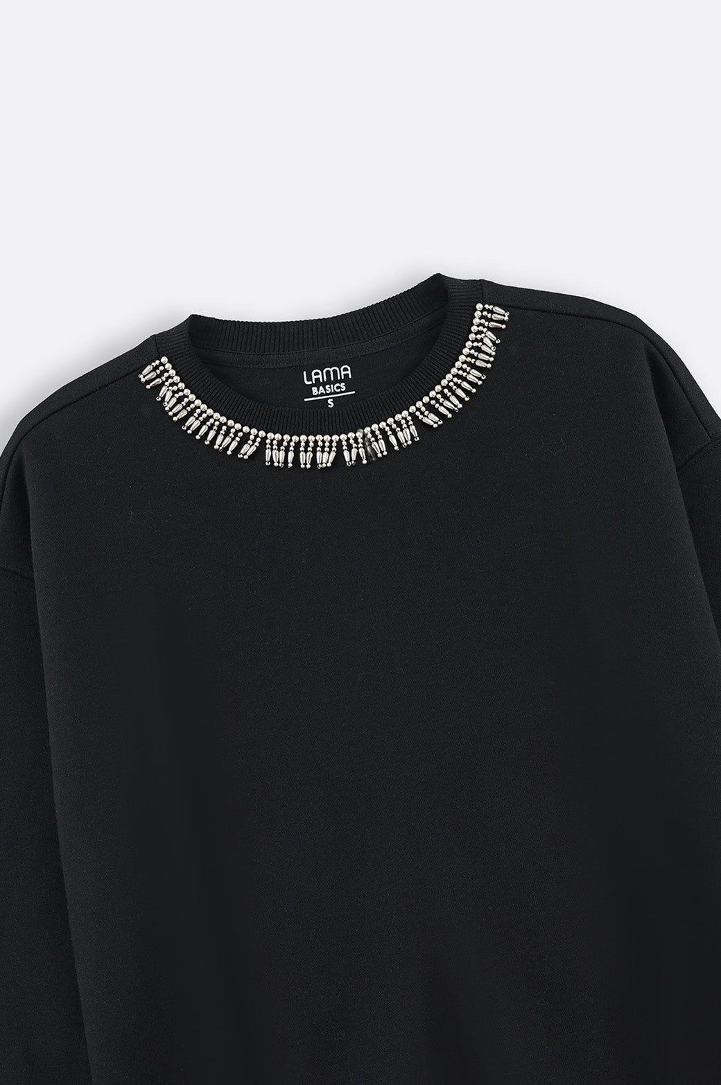 BLACK COMFY BEADED SWEATSHIRT