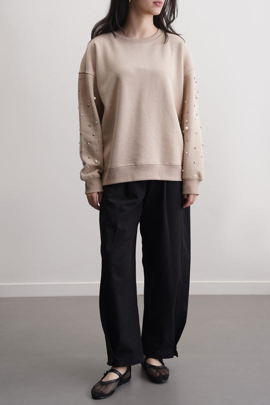 BEIGE DIAMANTE SPRAY SWEATSHIRT