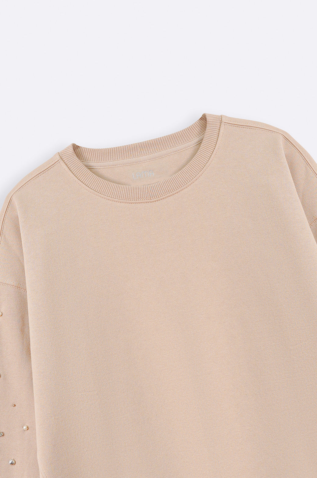 BEIGE DIAMANTE SPRAY SWEATSHIRT