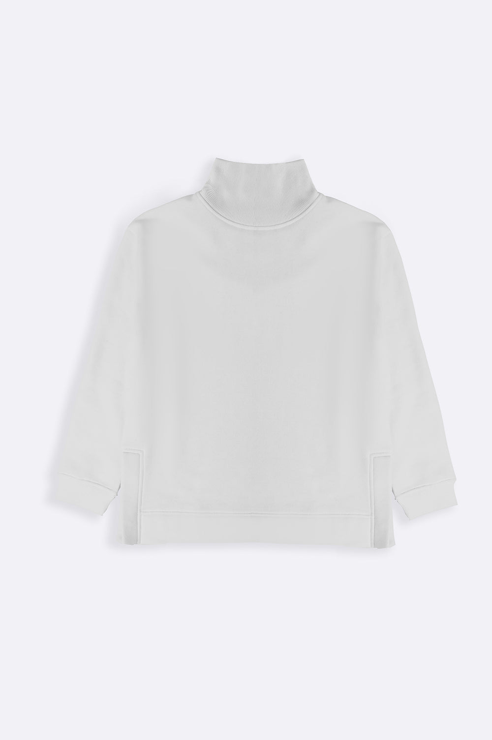 WHITE CLASSIC TURTLE NECK SWEATSHIRT