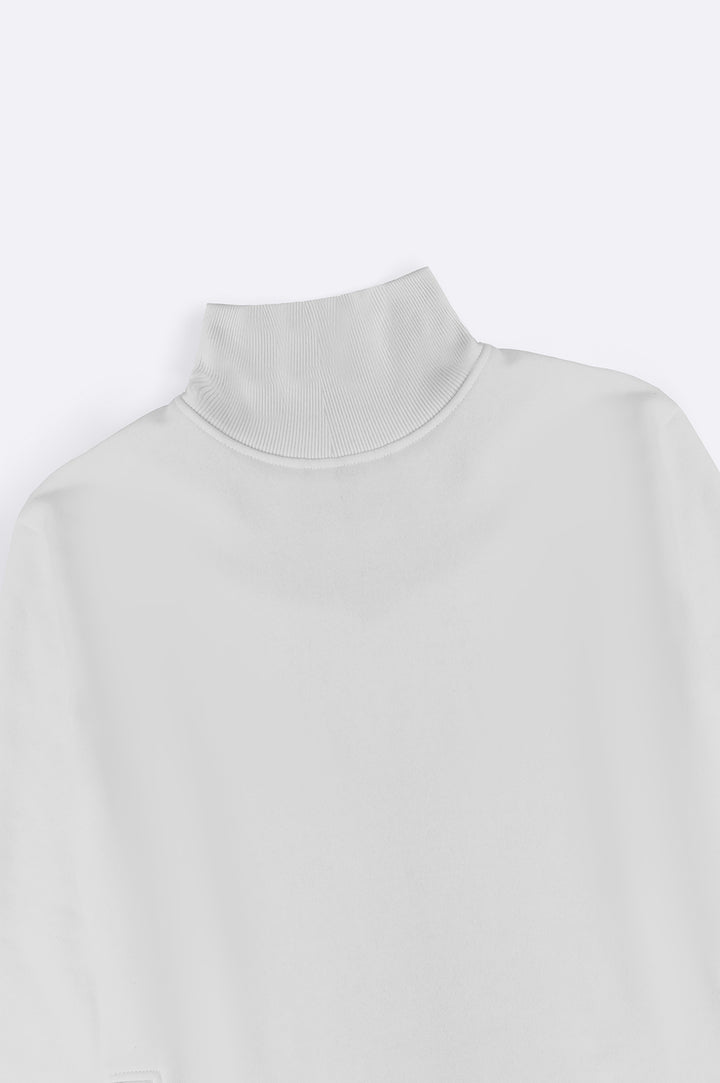 WHITE CLASSIC TURTLE NECK SWEATSHIRT