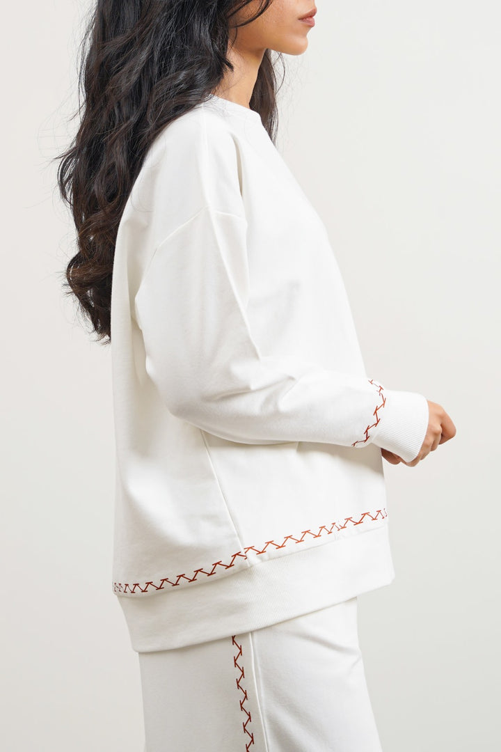 WHITE PRINTED SWEATSHIRT