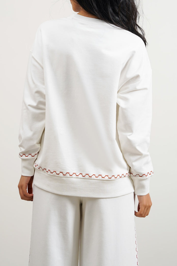 WHITE PRINTED SWEATSHIRT