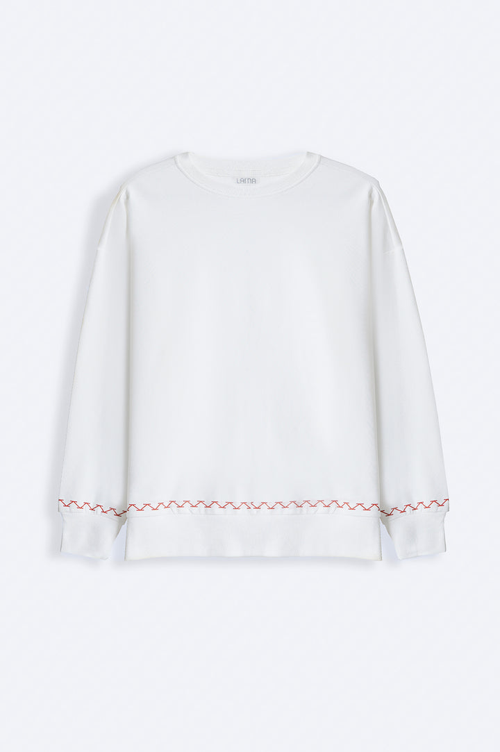 WHITE PRINTED SWEATSHIRT