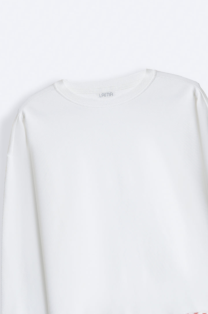 WHITE PRINTED SWEATSHIRT