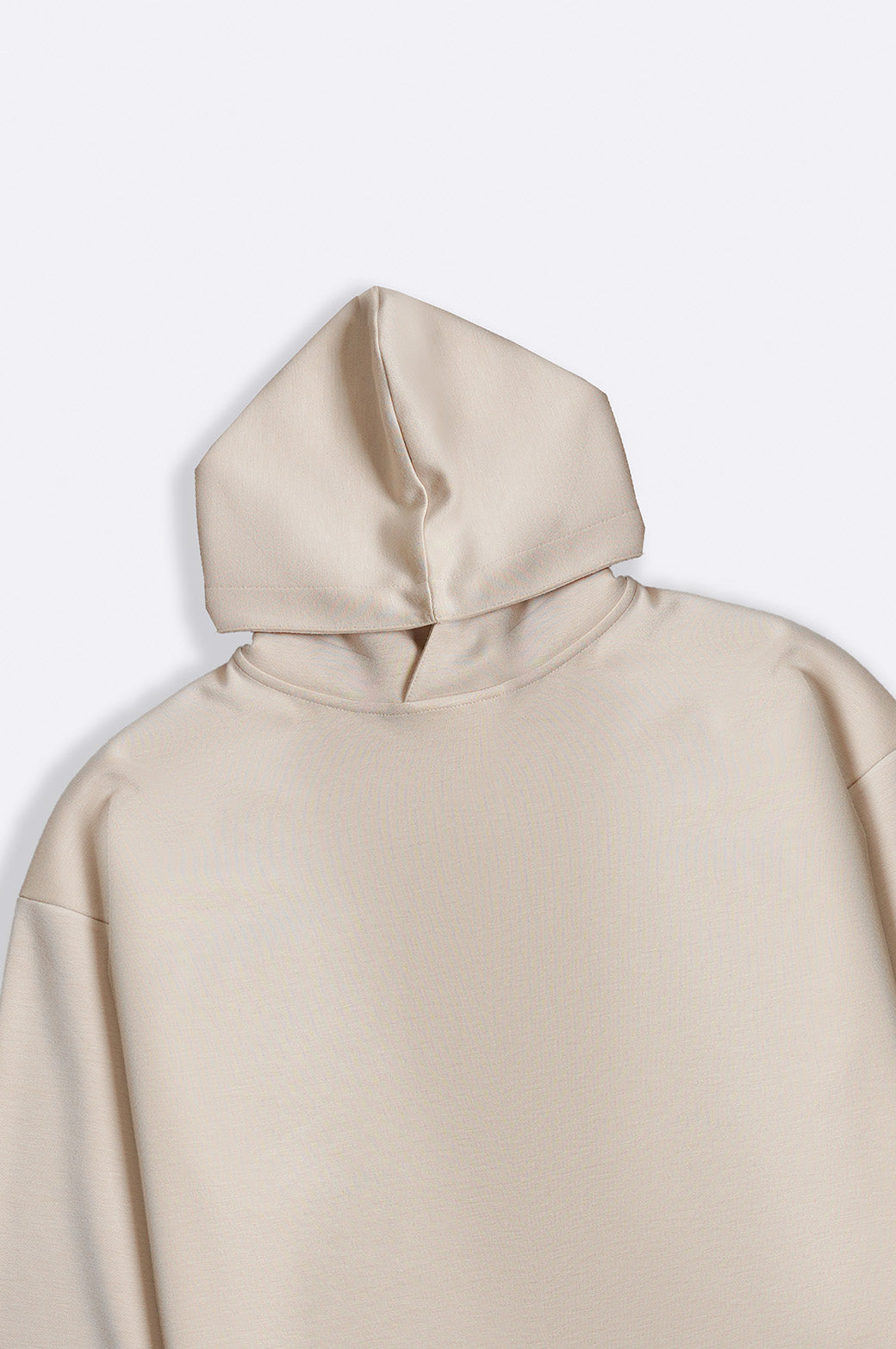 BEIGE CROPPED NEOPRENE HOODIE