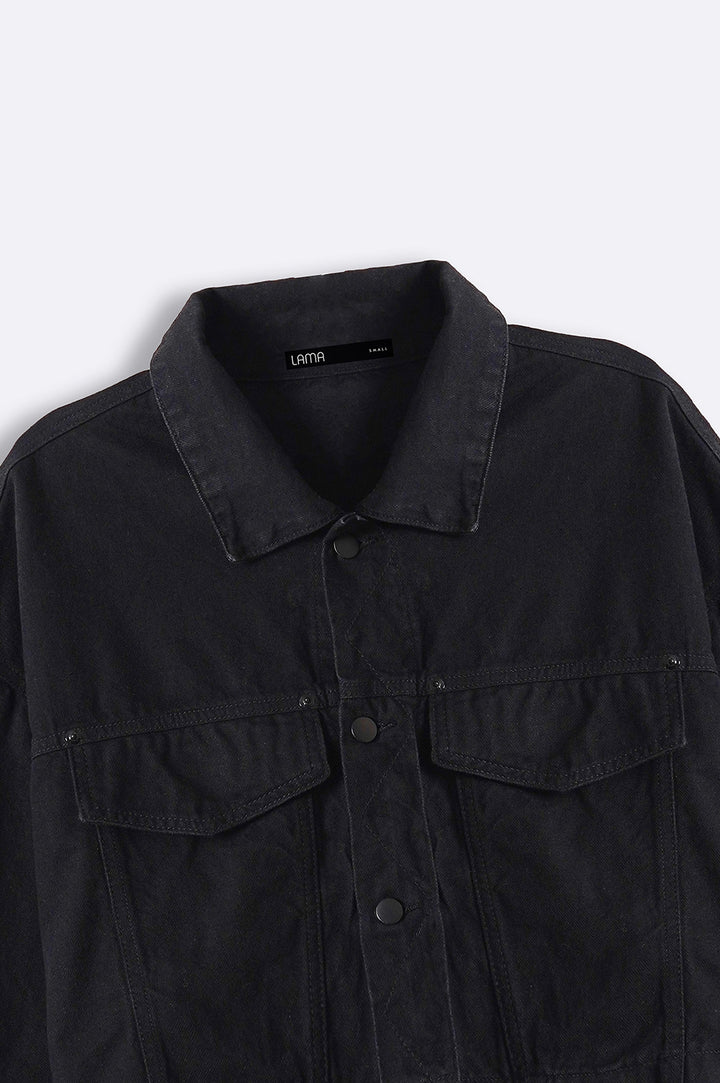 BLACK DENIM OVERSIZED JACKET