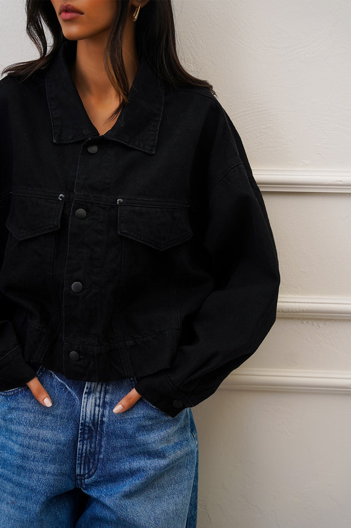 BLACK DENIM OVERSIZED JACKET