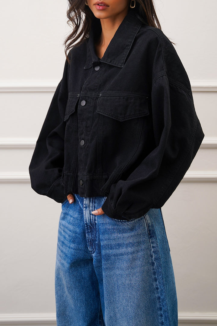 BLACK DENIM OVERSIZED JACKET