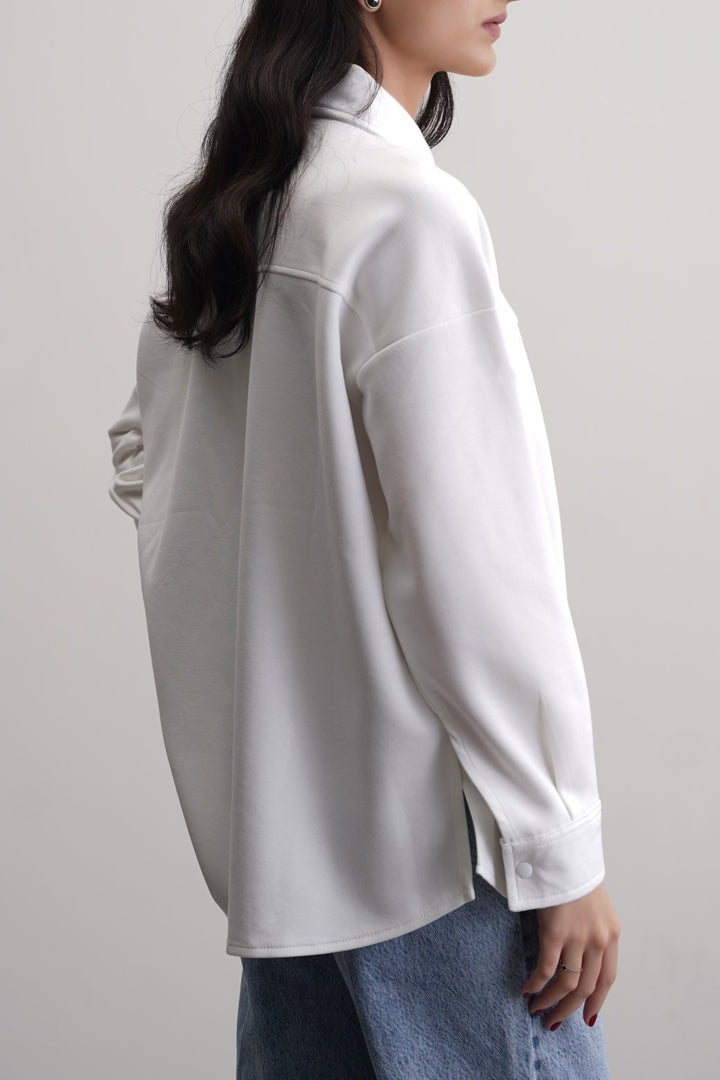 WHITE NEOPRENE BOYFRIEND SHACKET
