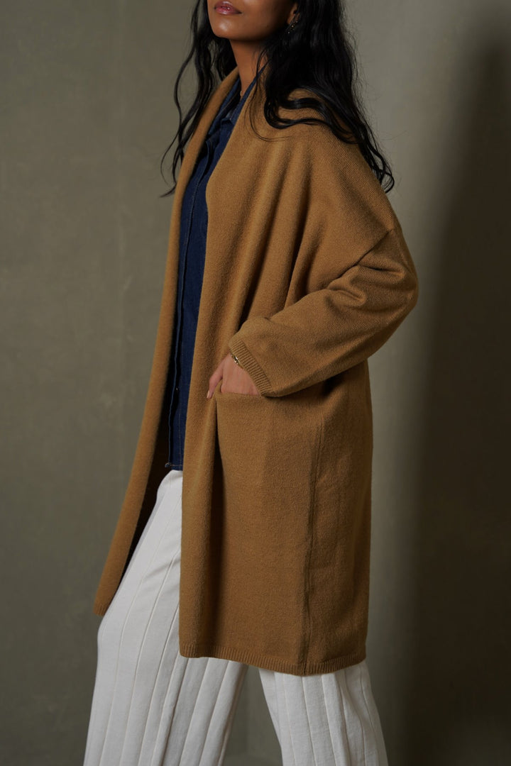 KHAKI THE MOM CARDIGAN