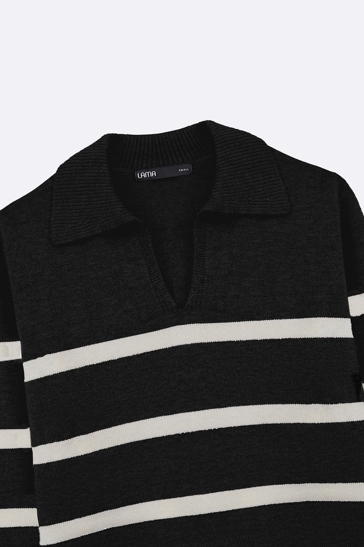 BLACK POLO STRIPED JUMPER