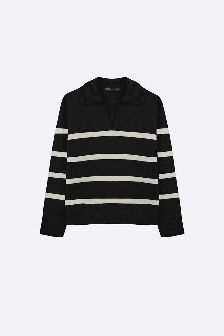 BLACK POLO STRIPED JUMPER