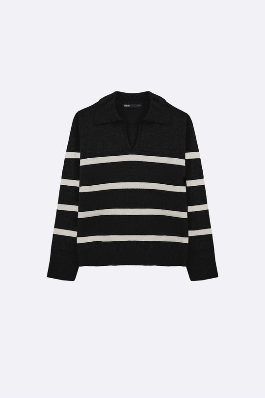 BLACK POLO STRIPED JUMPER