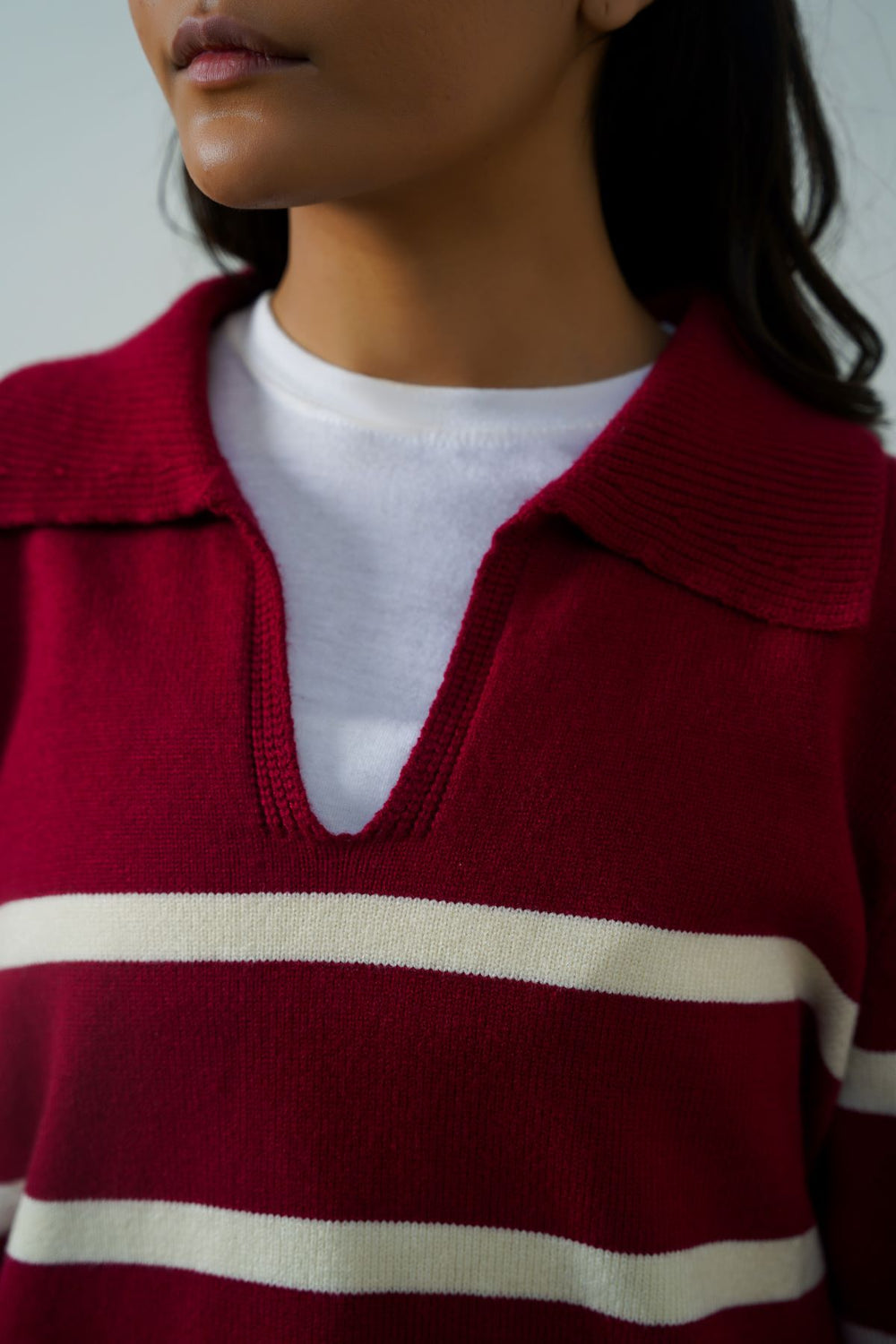 CHERRY PINK POLO STRIPED JUMPER