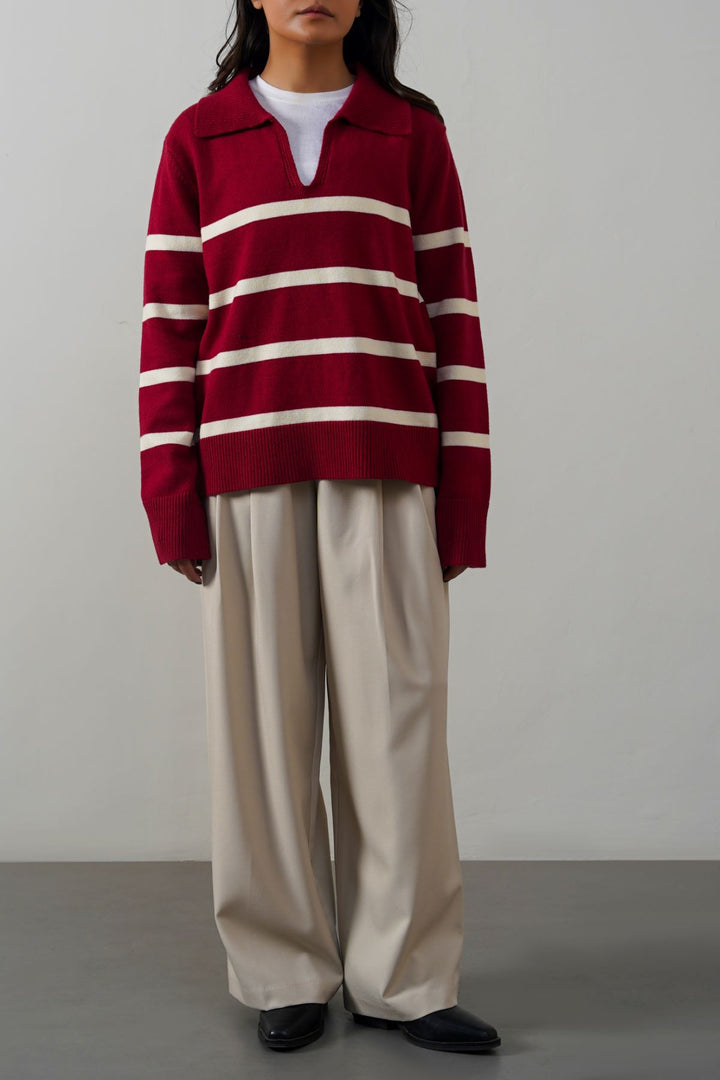 CHERRY PINK POLO STRIPED JUMPER