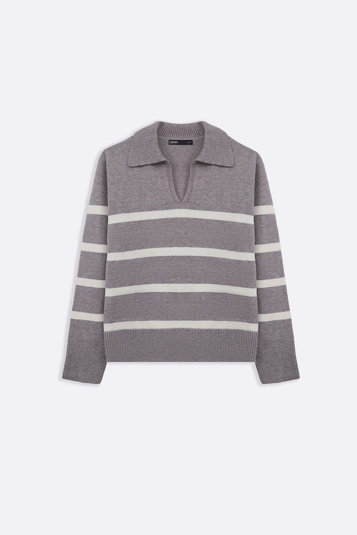 TAUPE POLO STRIPED JUMPER