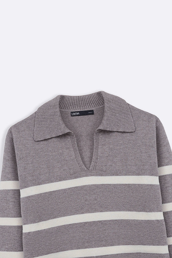 TAUPE POLO STRIPED JUMPER