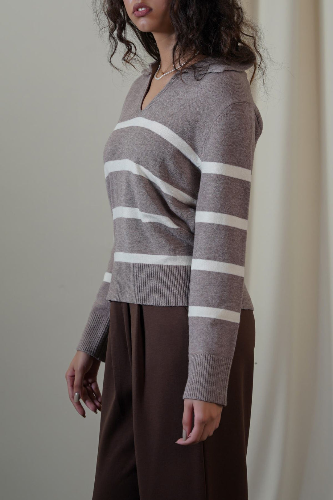 TAUPE POLO STRIPED JUMPER