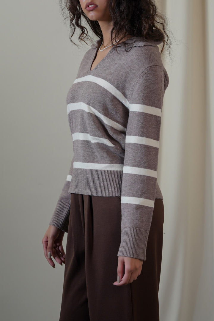 TAUPE POLO STRIPED JUMPER