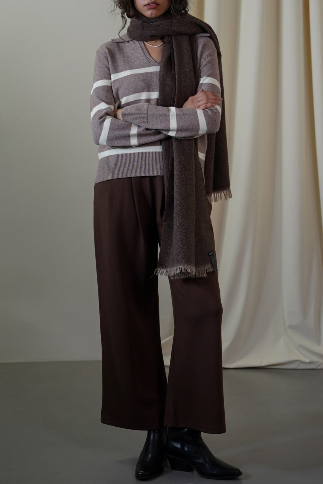 TAUPE POLO STRIPED JUMPER