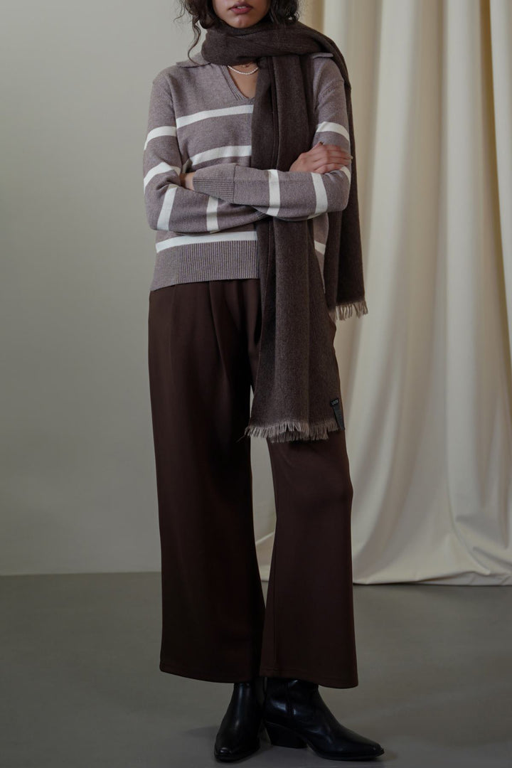 TAUPE POLO STRIPED JUMPER