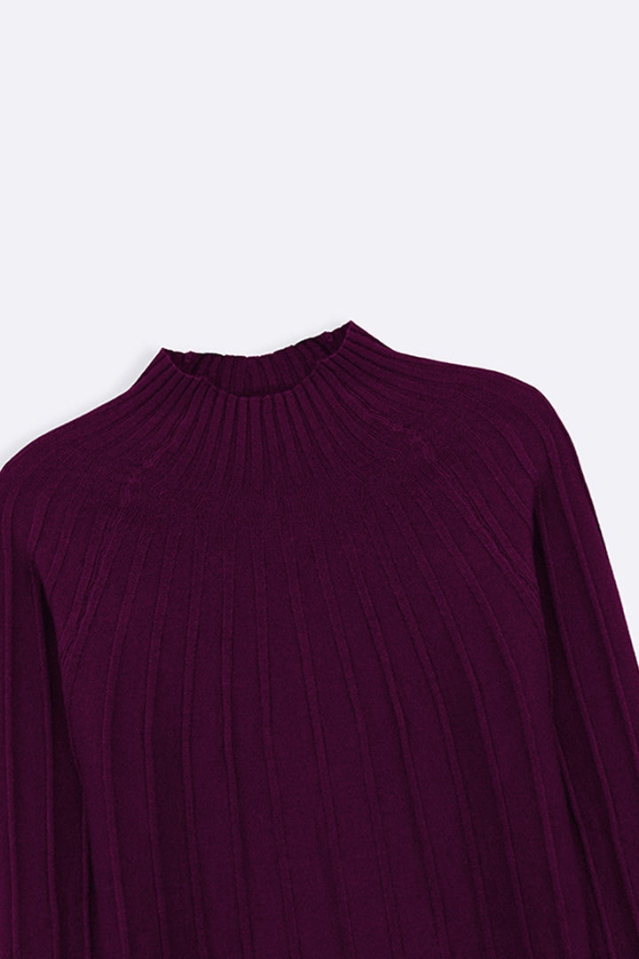 MAROON RIBBED BODYCON SWEATER