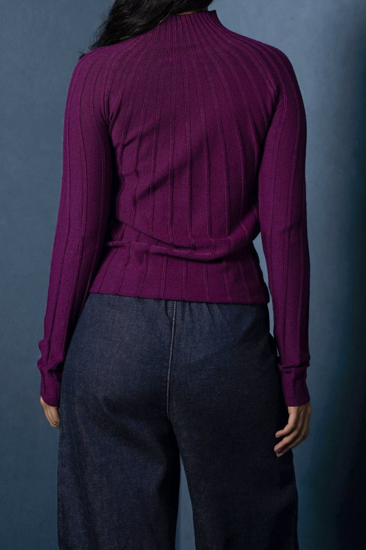 MAROON RIBBED BODYCON SWEATER