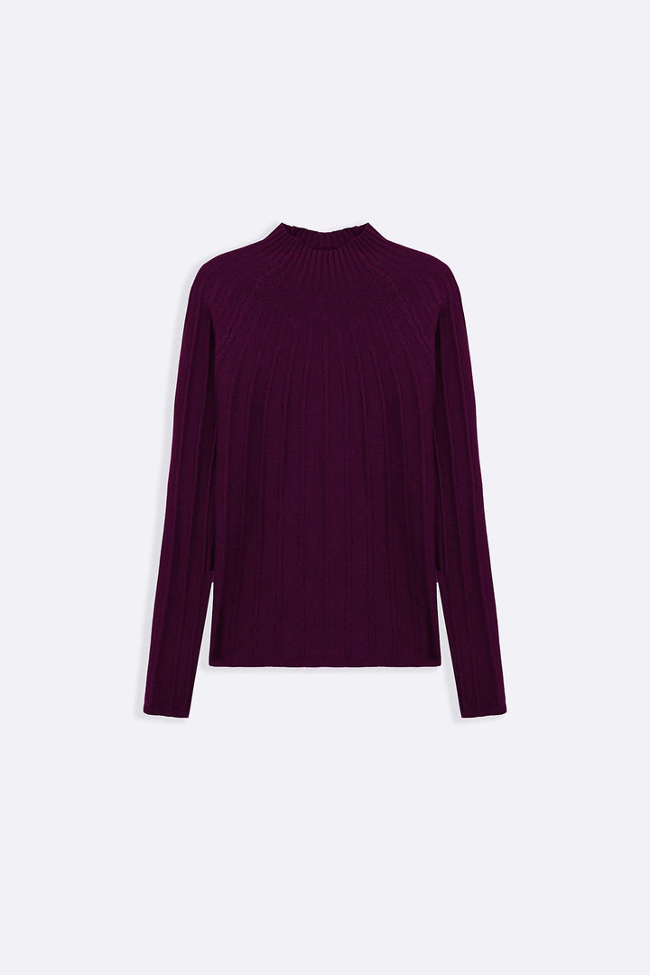 MAROON RIBBED BODYCON SWEATER