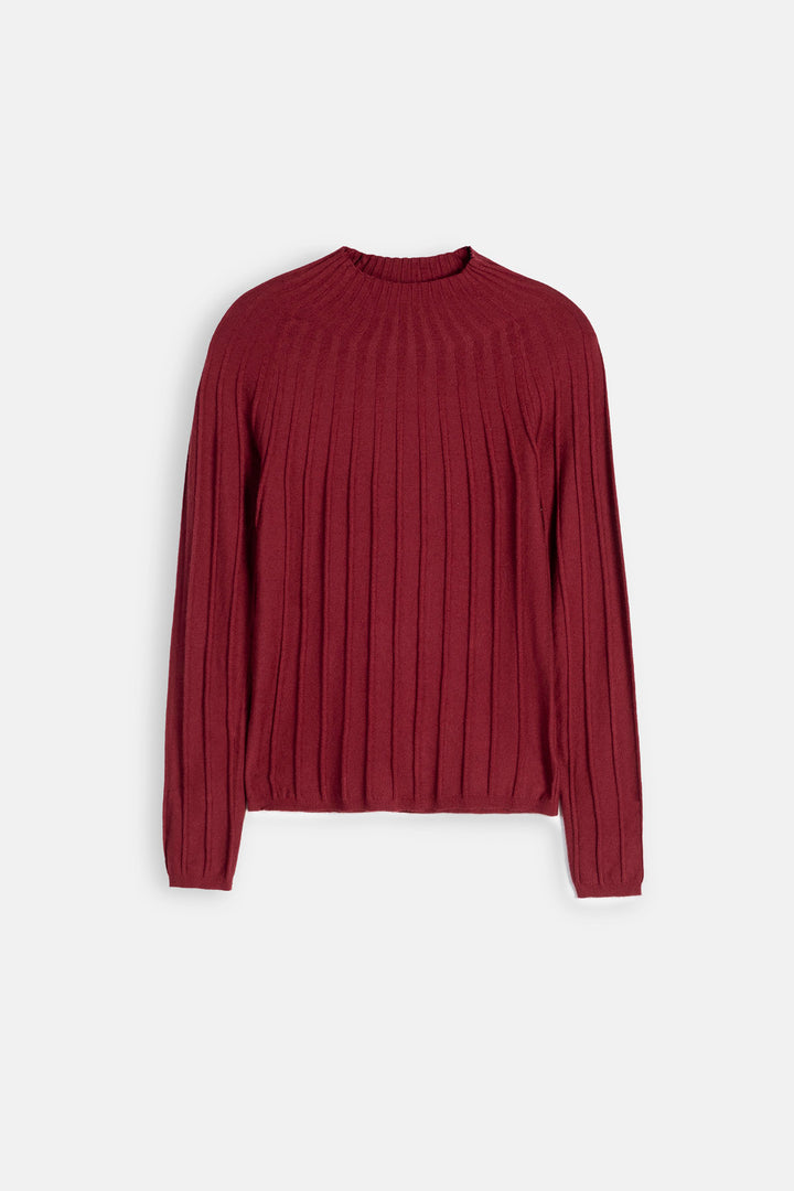 RED RIBBED BODYCON SWEATER