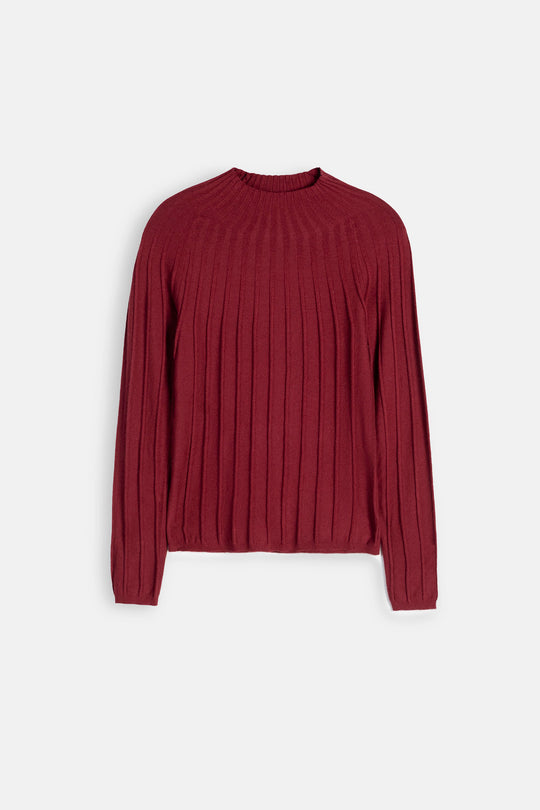RED RIBBED BODYCON SWEATER