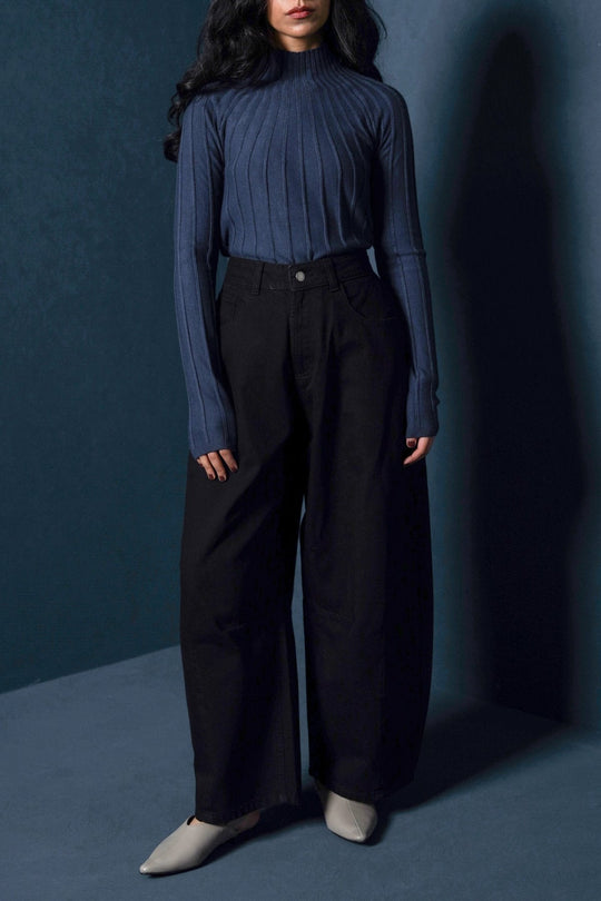 SLATE BLUE RIBBED BODYCON SWEATER